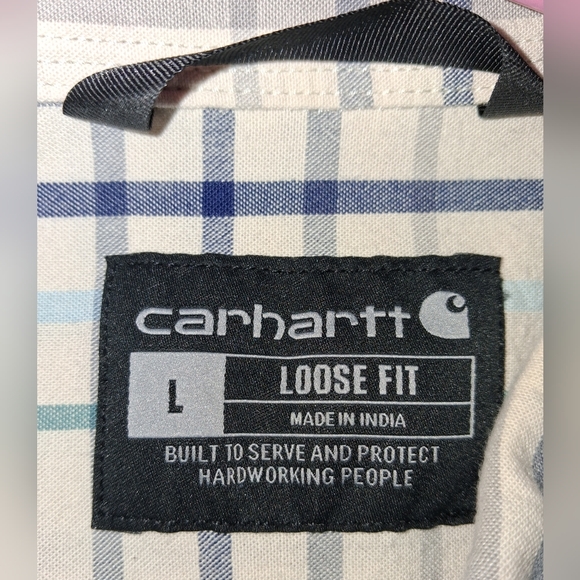 Carhartt Men's Plaid Shirt - Cream, Gray, Green, Blue - Picture 3 of 6